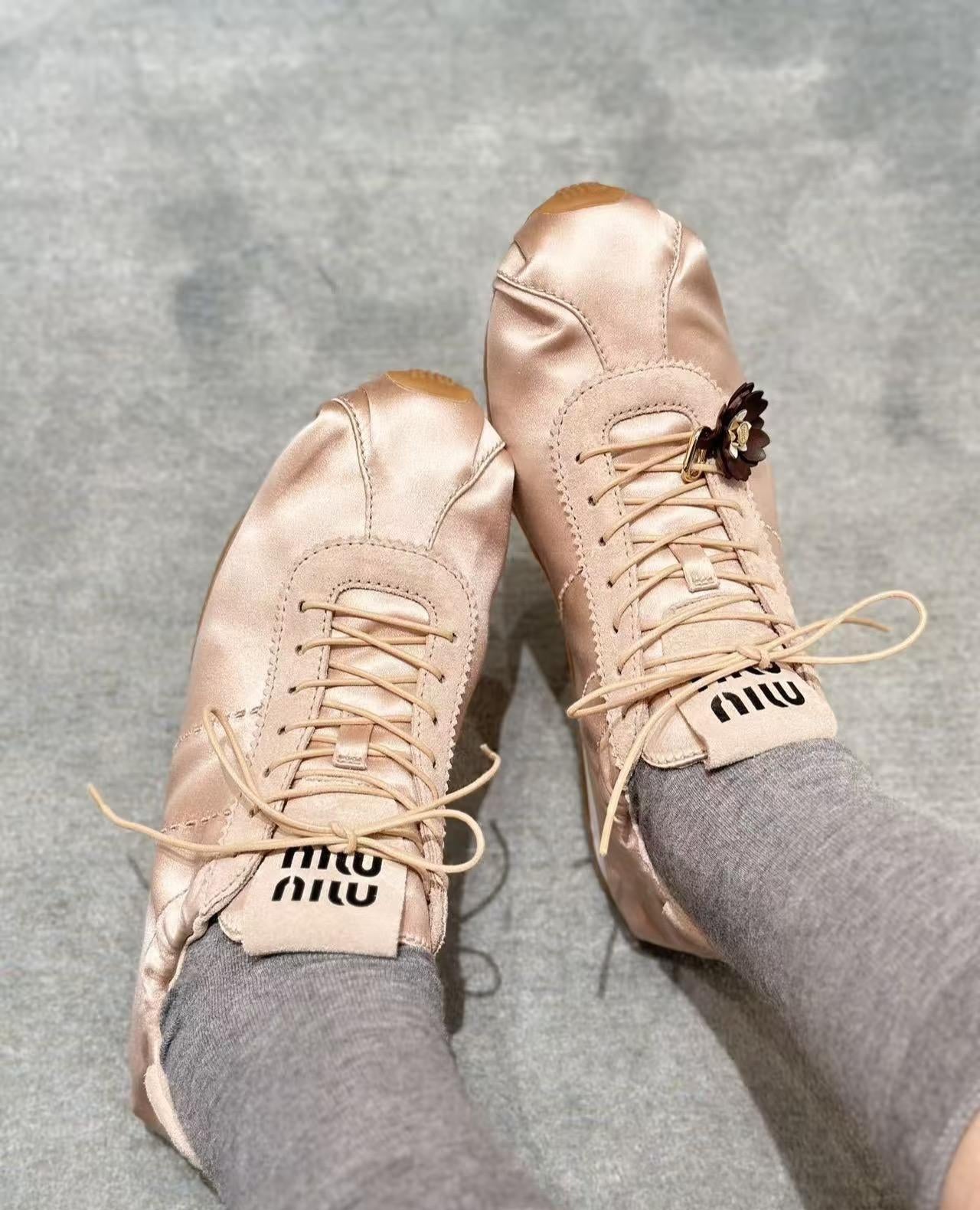 Miu Miu Plume Satin Sneakers