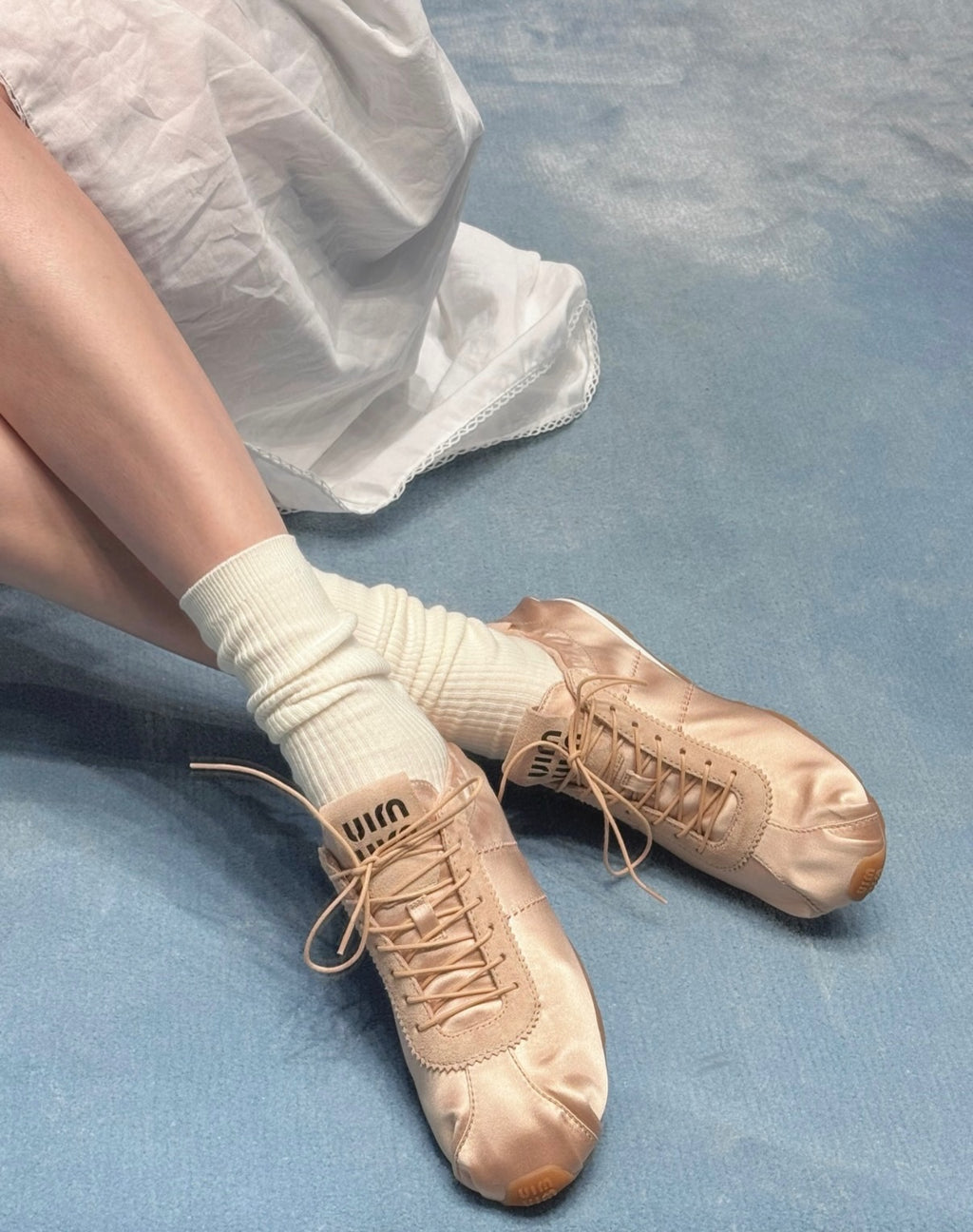 Miu Miu Plume Satin Sneakers