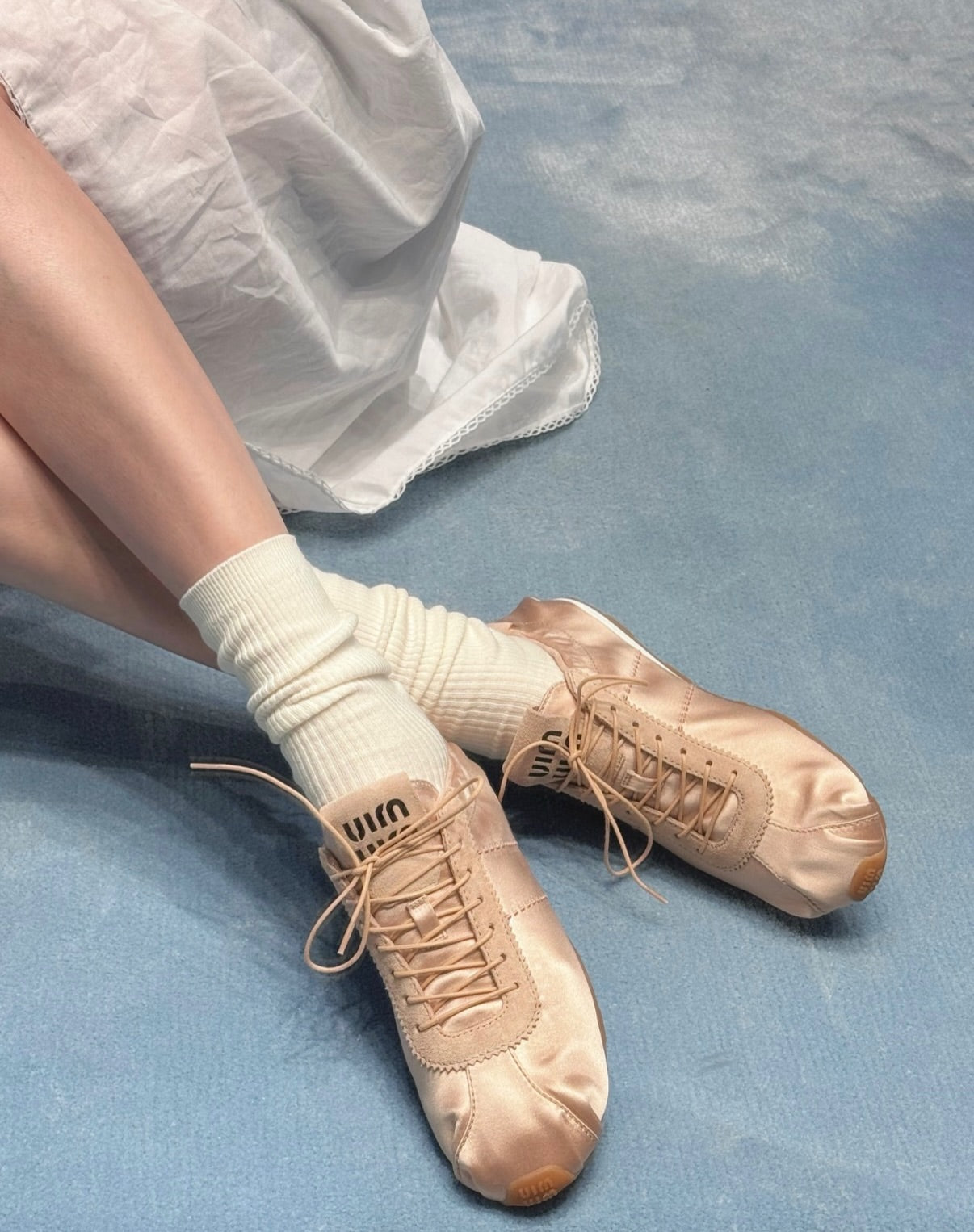 Miu Miu Plume Satin Sneakers