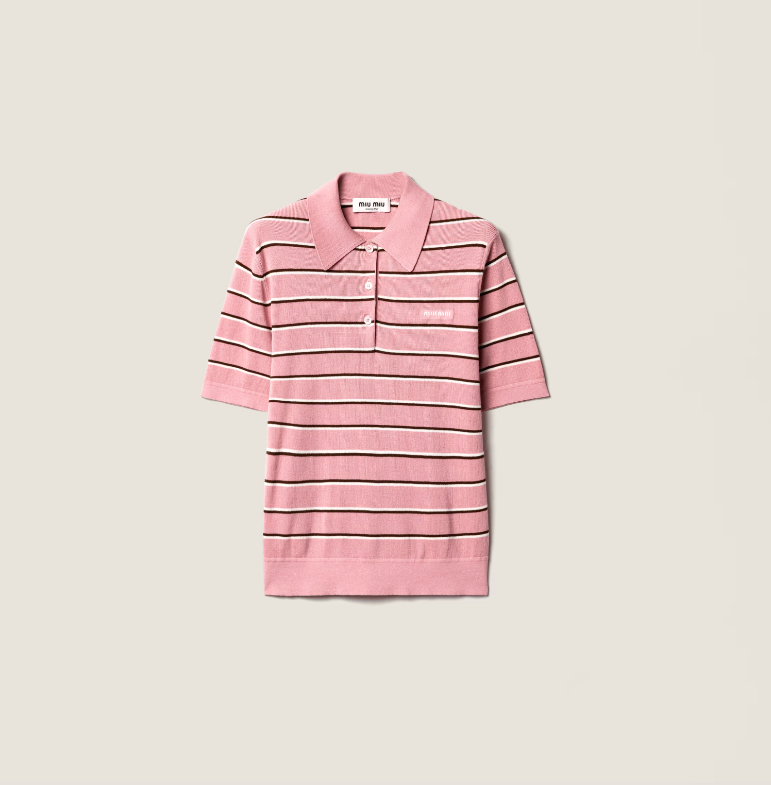 Miu Miu Stripped Collar T-Shirt
