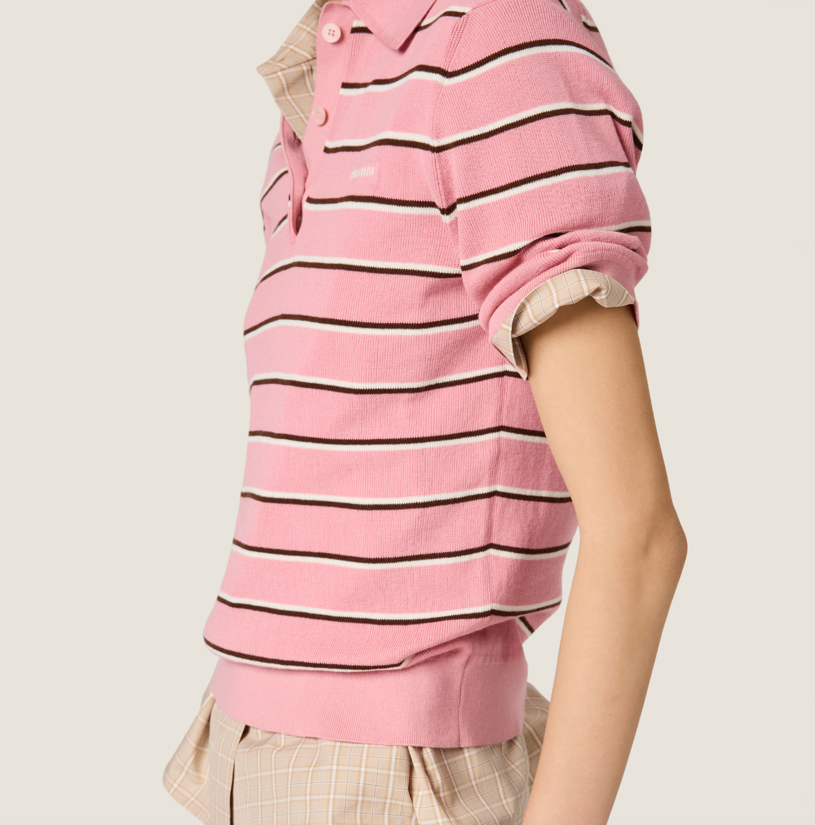 Miu Miu Stripped Collar T-Shirt